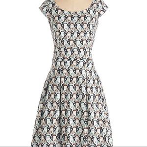 ModCloth Retrolicious Owl Fit & Flare Pinup Dress